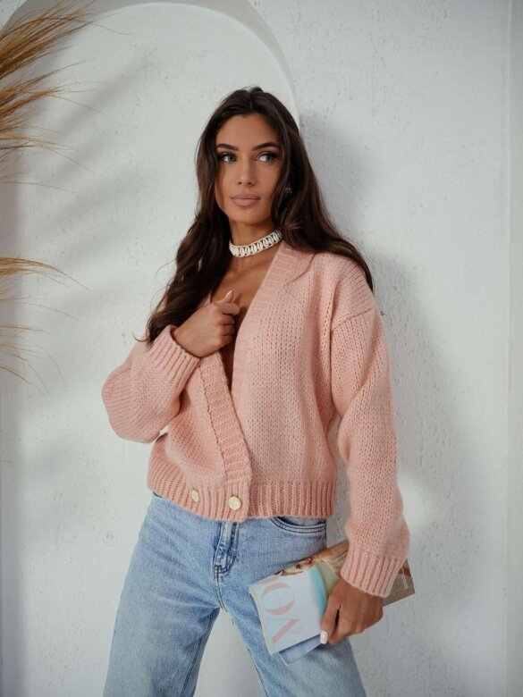 Sweter Albie z wełną brzoskwiniowy 