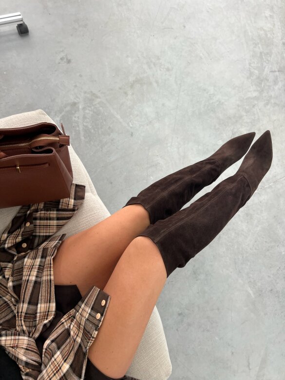 Kozaki Labell zamszowe czekoladowe