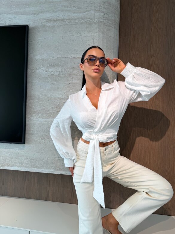 Top Paros wiązany biały