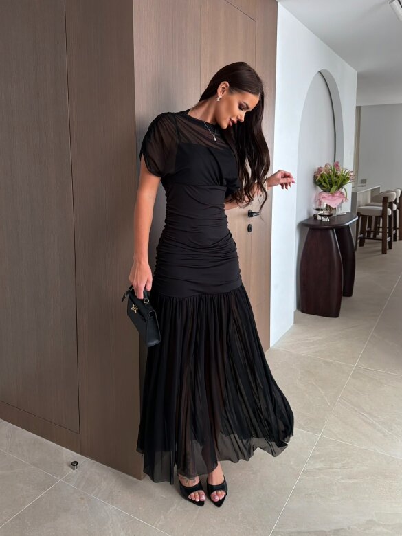 Sukienka Amarosa maxi tiulowa czarna