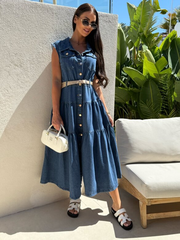 Sukienka Ravena jeans ciemnoniebieska