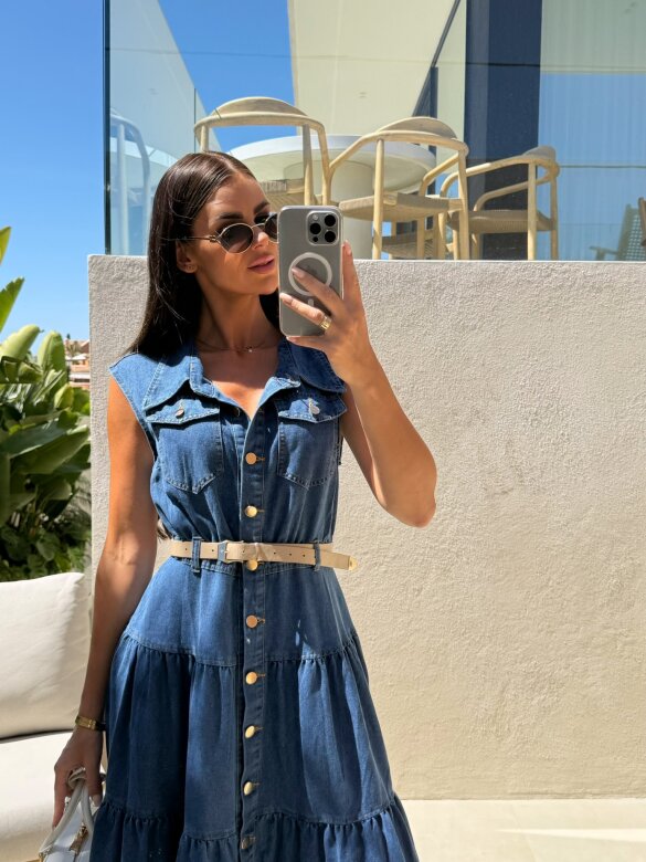 Sukienka Ravena jeans ciemnoniebieska