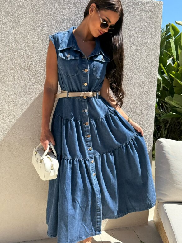 Sukienka Ravena jeans ciemnoniebieska