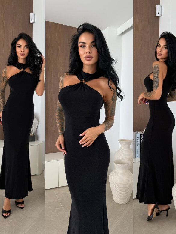 Sukienka Illusione maxi czarna 