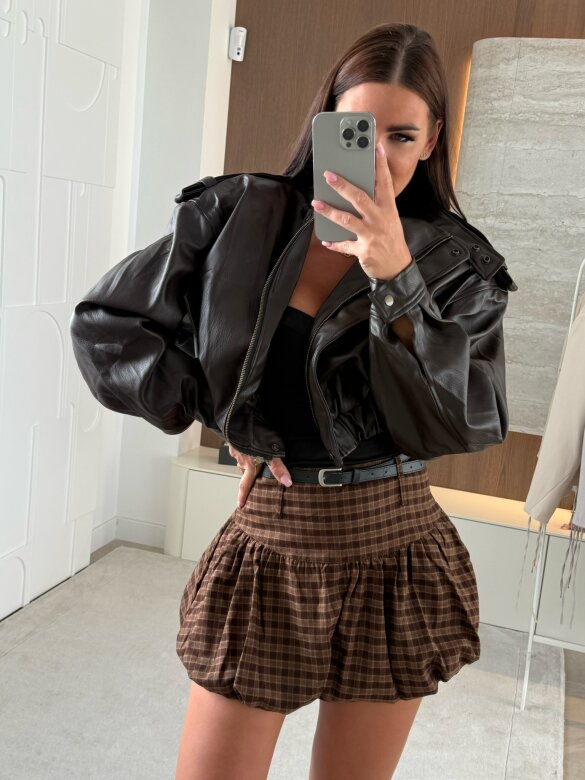 Spódniczko-szorty Muriel w kratę brązowe 