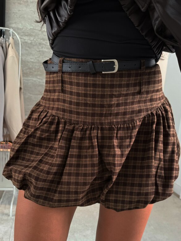Spódniczko-szorty Muriel w kratę brązowe 