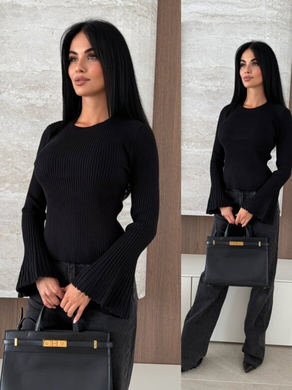 Sweter Raffine prążkowany czarny