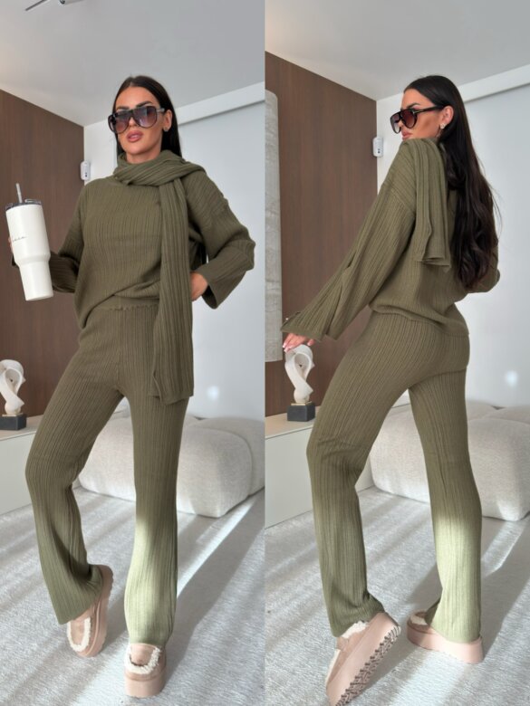 Set 3in1 Ari with viscose and cashmere khaki 