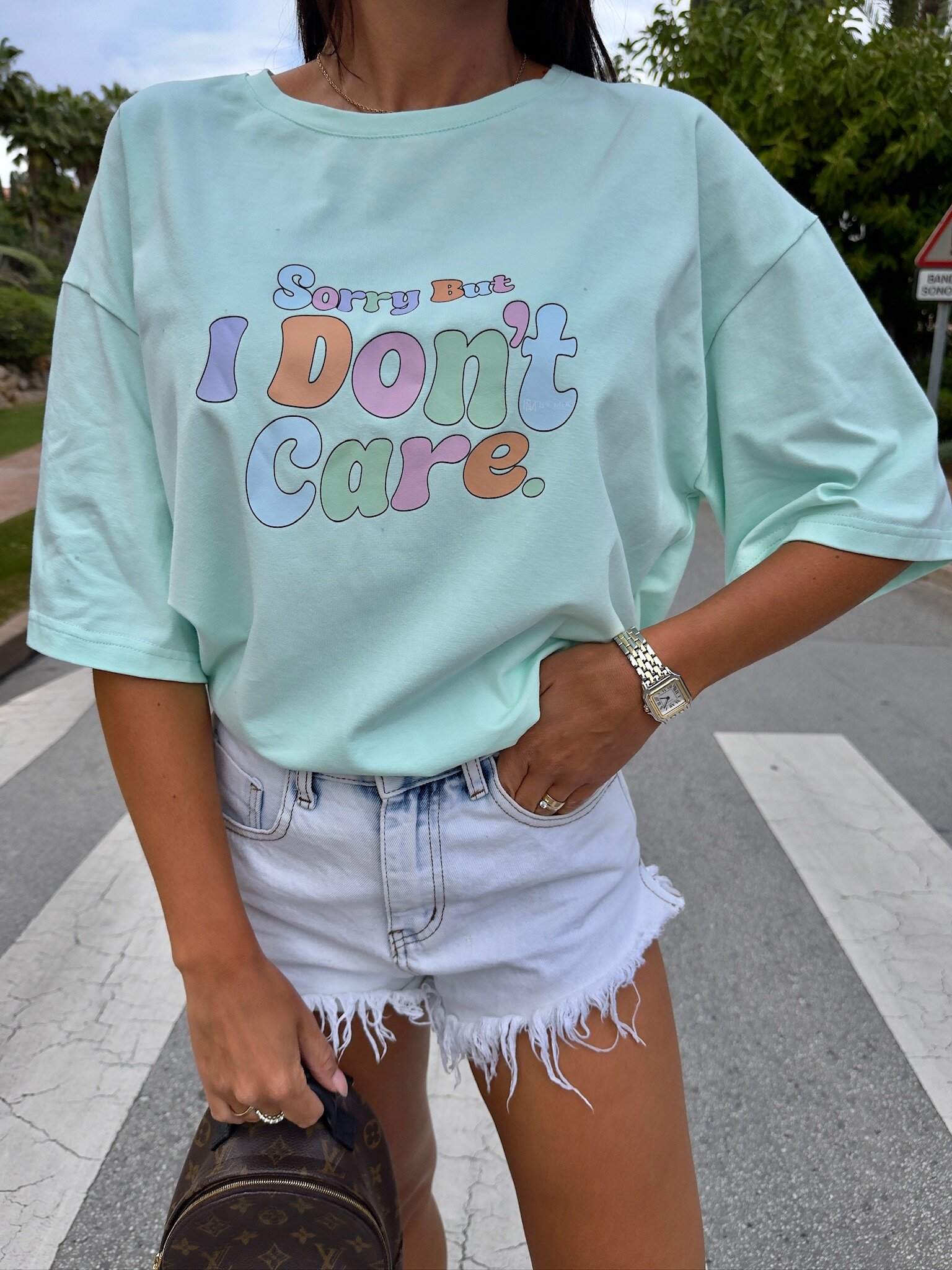 T-shirt Sorry But I Don't Care miętowy