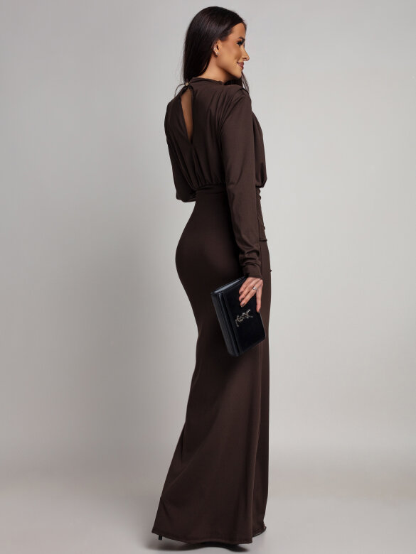 Sukienka Carvella z marszczeniem czekoladowa