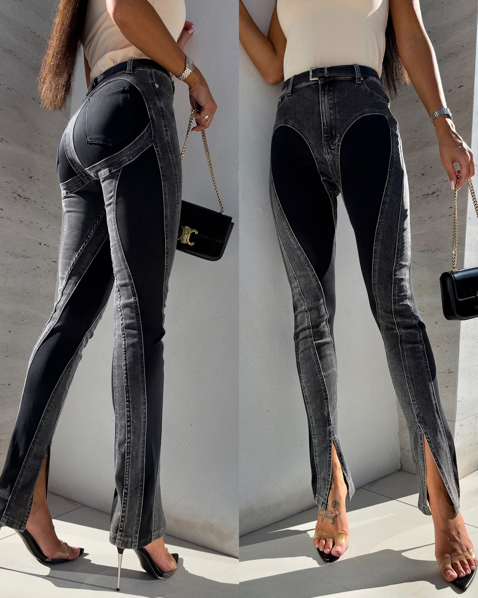 Spodnie Arcelio jeans grafitowo-czarne
