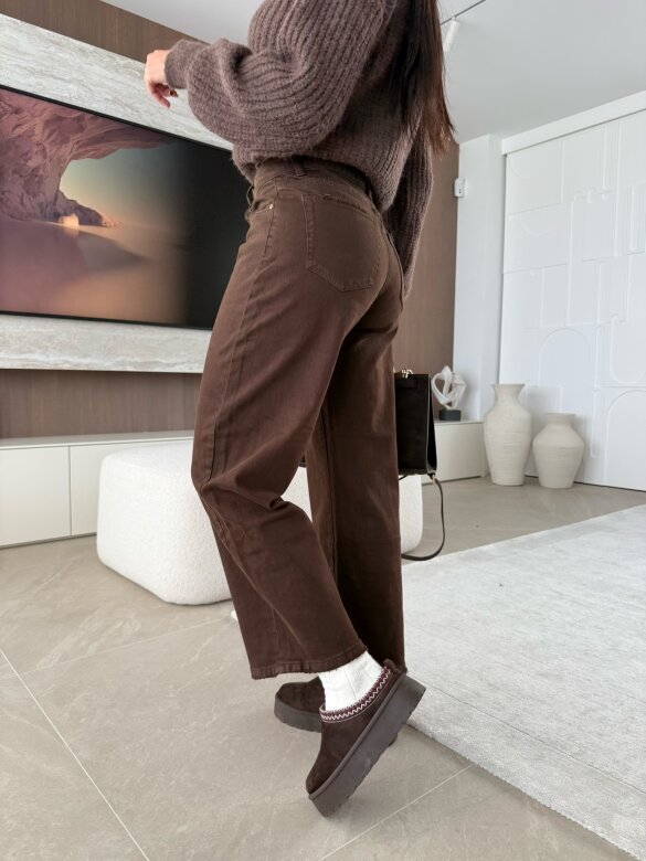 Spodnie Calrose jeans czekoladowe