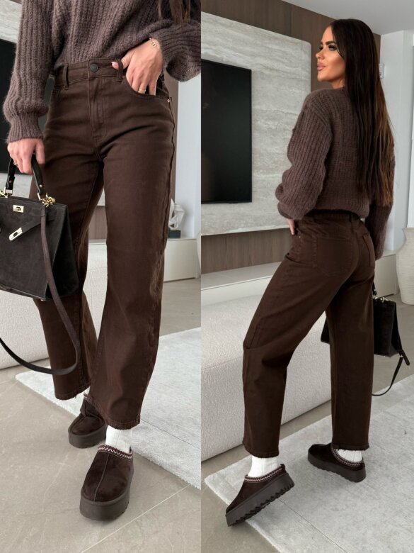 Spodnie Calrose jeans czekoladowe