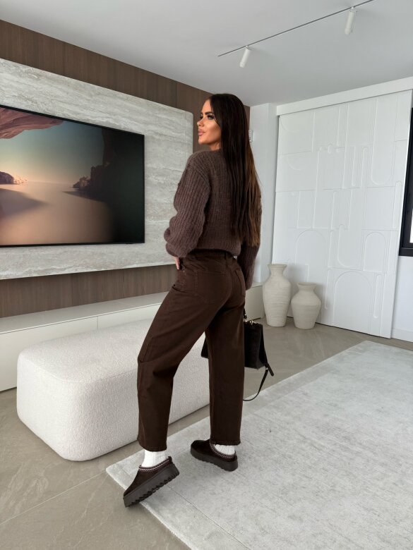 Spodnie Calrose jeans czekoladowe