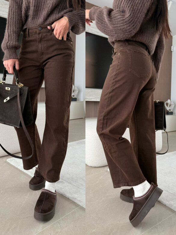 Spodnie Calrose jeans czekoladowe