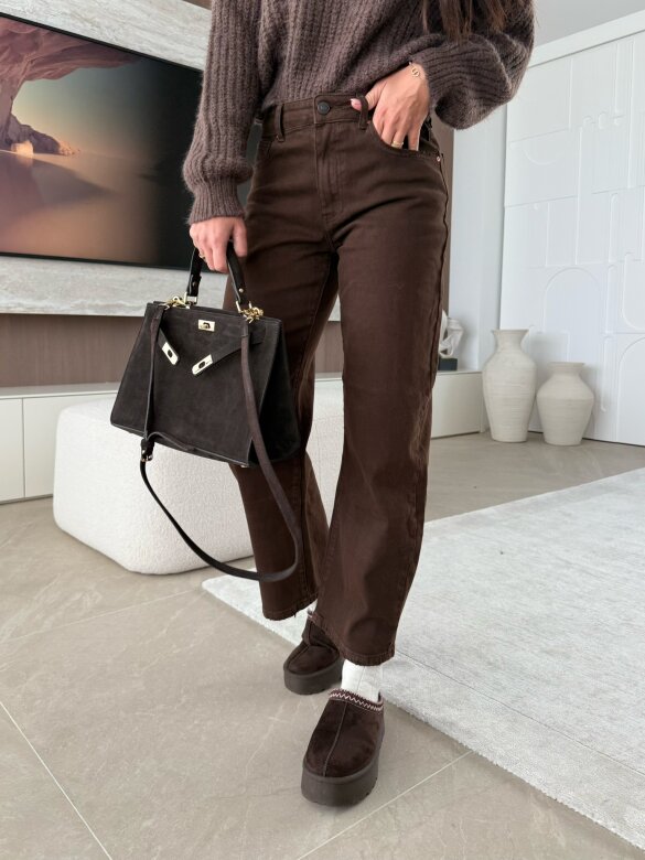 Spodnie Calrose jeans czekoladowe