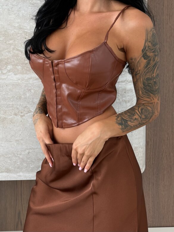 Top Allure short eko skóra czekoladowy