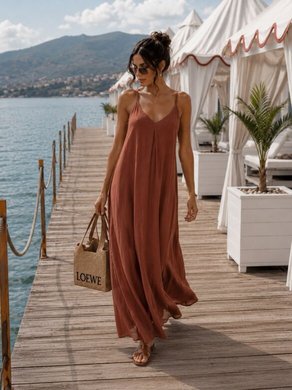 Dress Lunesso with viscose rust