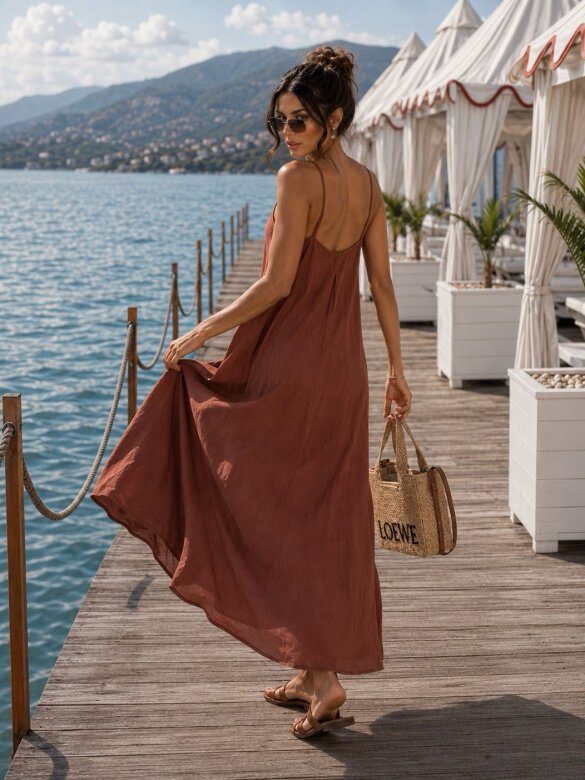 Dress Lunesso with viscose rust