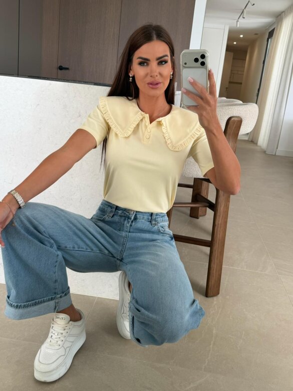 T-shirt Aviro with viscose butter yellow