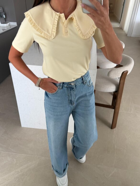 T-shirt Aviro with viscose butter yellow