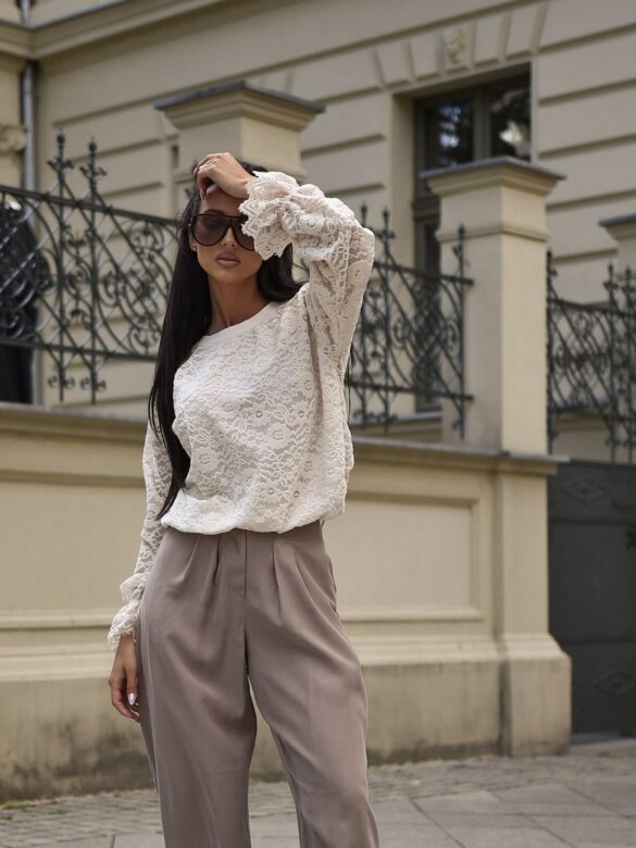 Bluzka Nerea z wiskozy beżowa 
