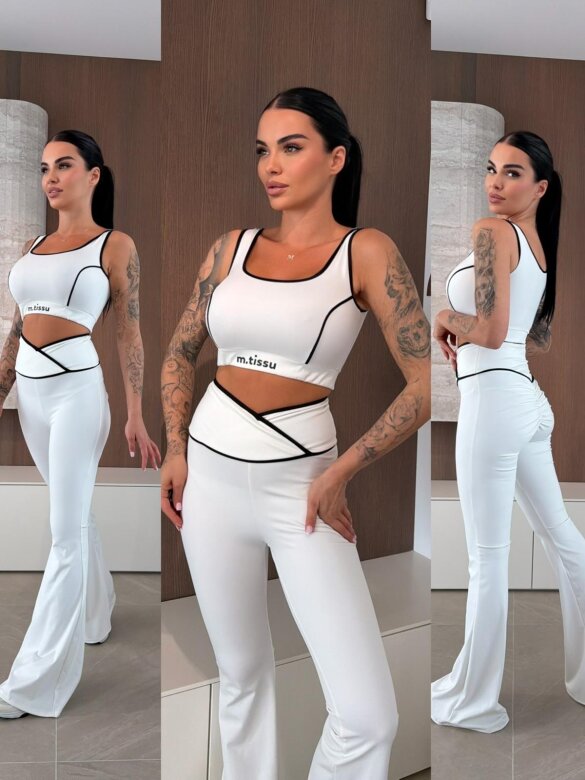 Komplet 2w1 Pilates dzwony biały 