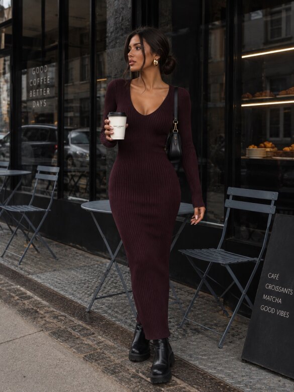 Dress Moris with viscose plum