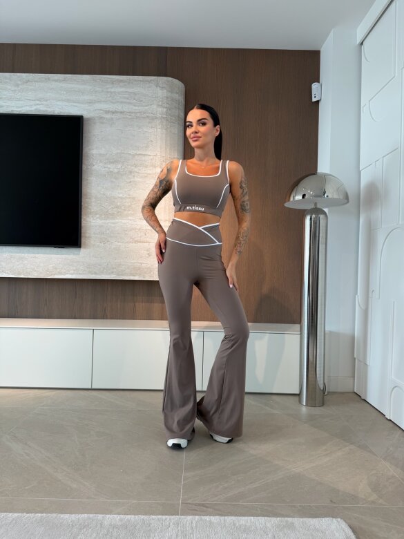 Komplet 2w1 Pilates dzwony mocca 