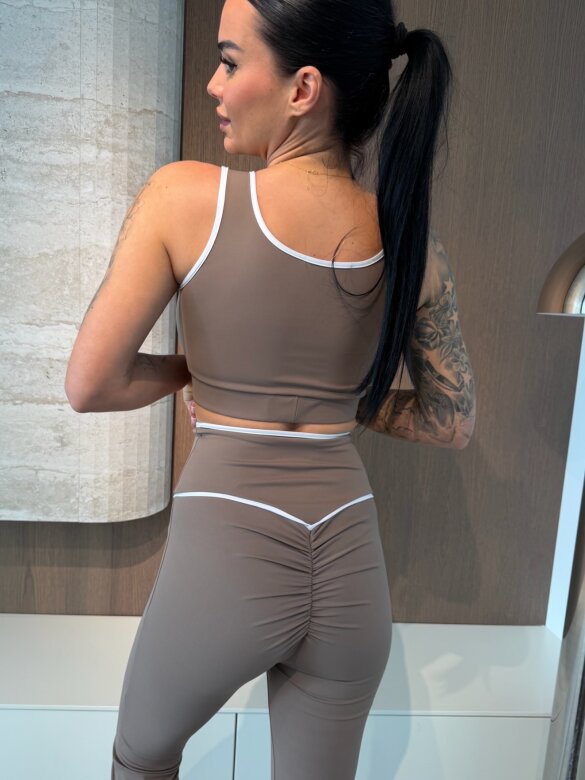 Komplet 2w1 Pilates dzwony mocca 