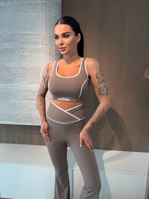 Komplet 2w1 Pilates dzwony mocca 