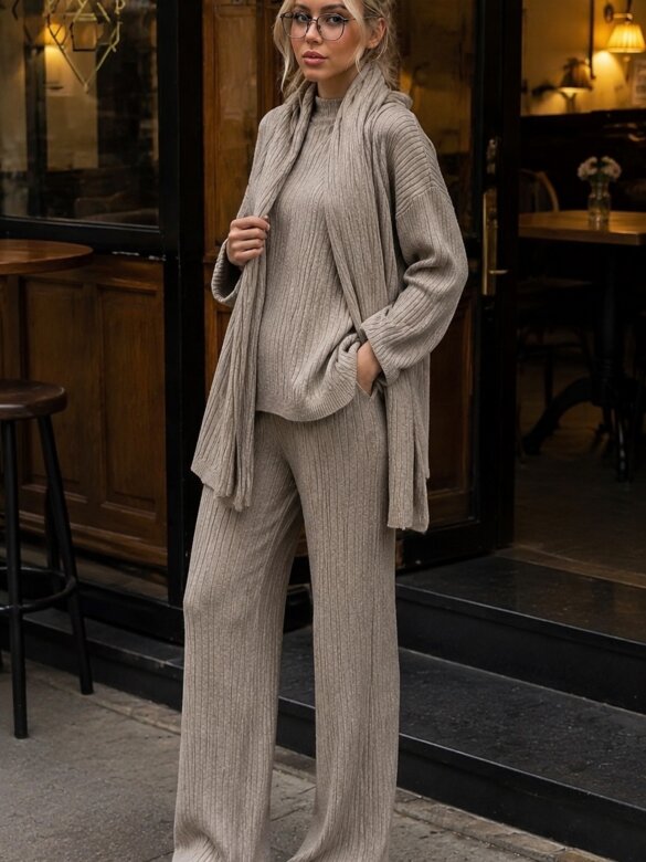 Set 3in1 Ari with viscose and cashmere beige