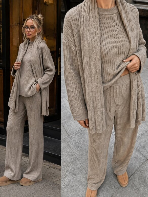 Set 3in1 Ari with viscose and cashmere beige