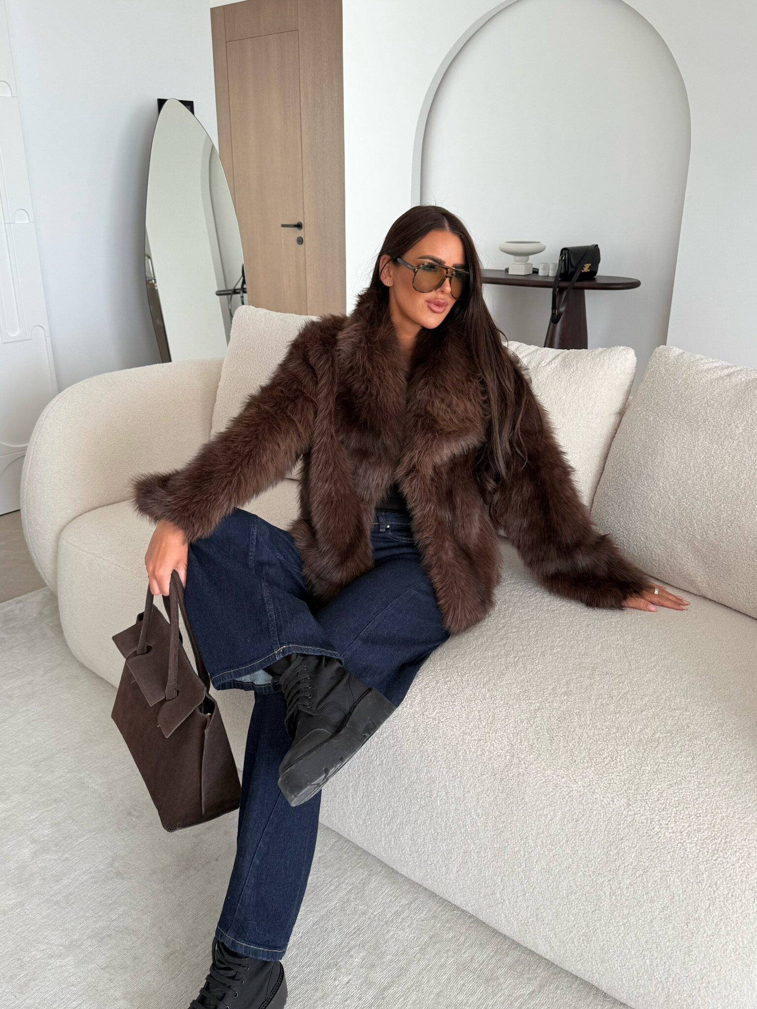 Futro Milane czekoladowe