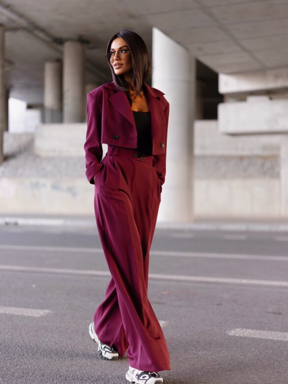 Spodnie Dileva elegant bordowe 