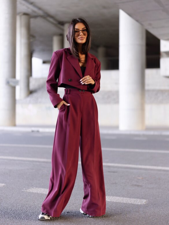 Spodnie Dileva elegant bordowe 