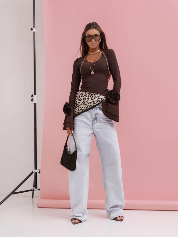 Bluzka Rosaletta z różami czekoladowa 