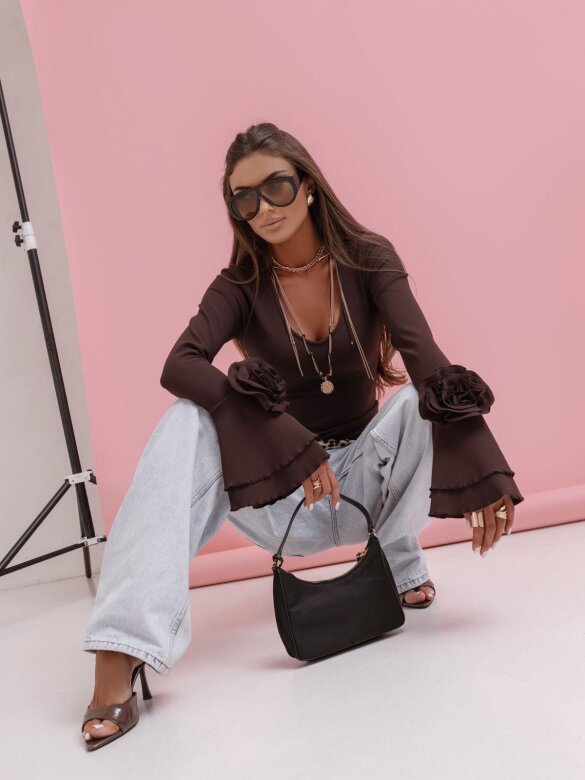 Bluzka Rosaletta z różami czekoladowa 