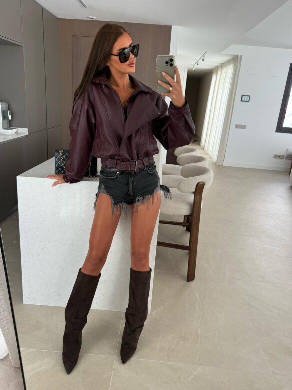 Kurtka Esposito pattern bordowa 