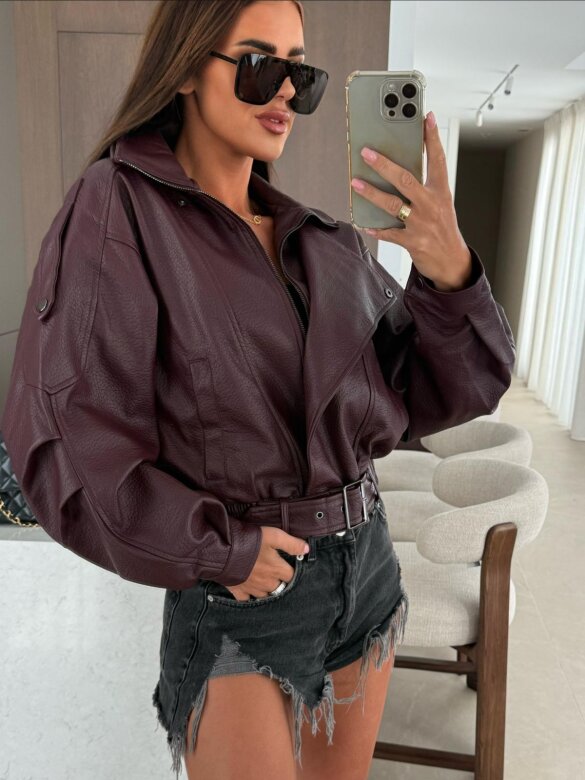 Kurtka Esposito pattern bordowa 