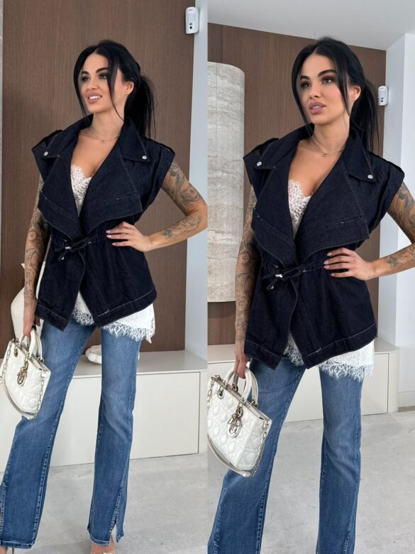 Kamizelka Moneso jeans ciemnoniebieska 