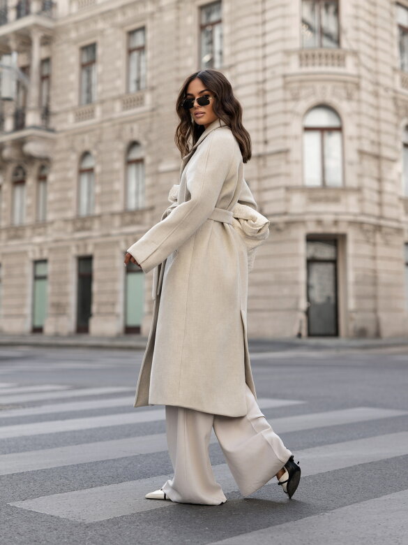 Płaszcz Osher II wiązany ecru