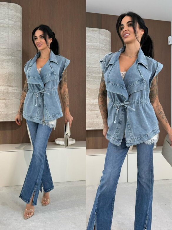 Kamizelka Moneso jeans jasnoniebieska