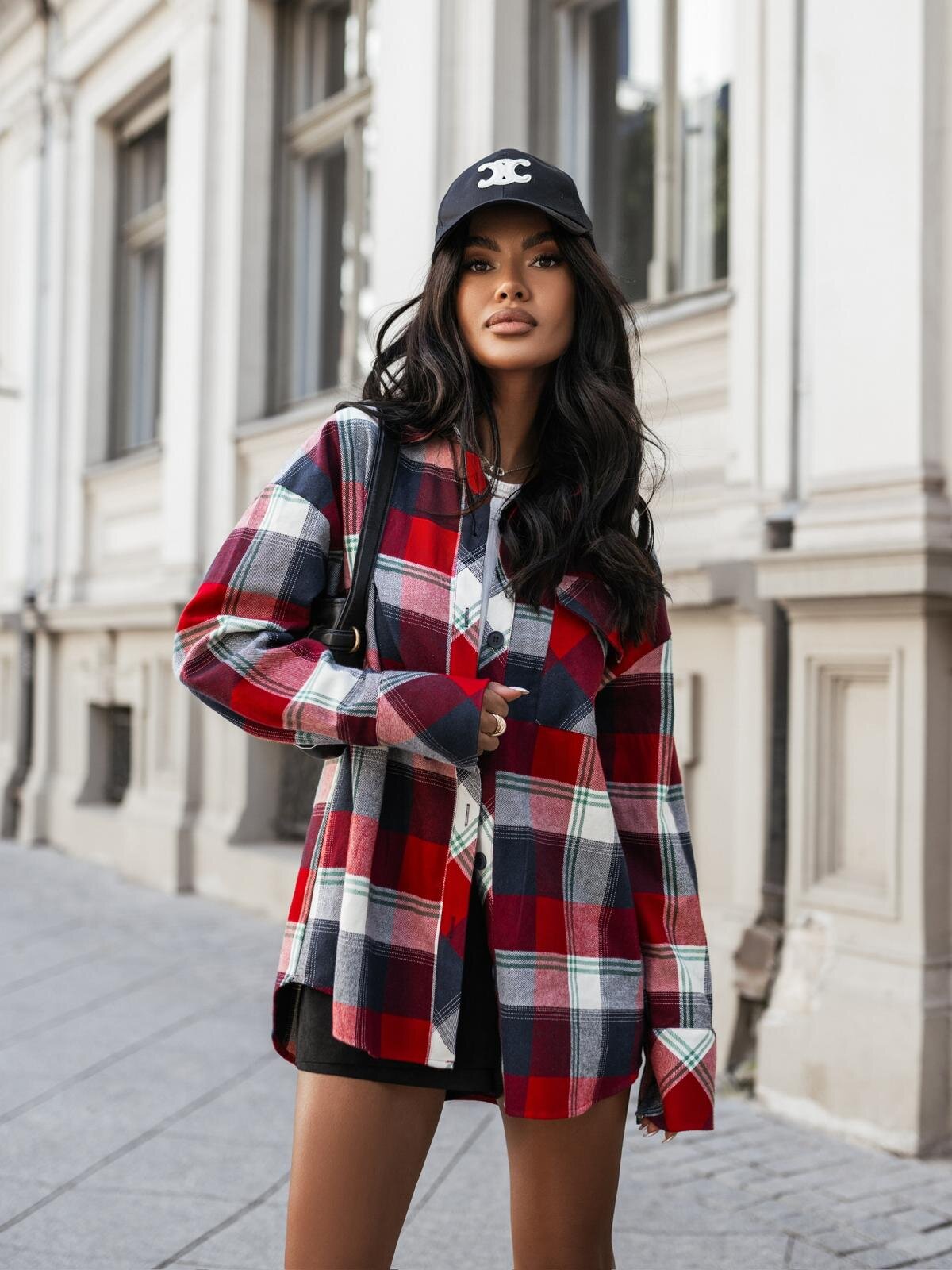 Koszula Rinea w kratę czerwono-biała 