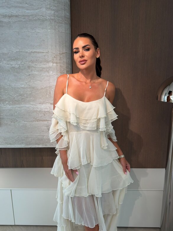 Sukienka Callana z jedwabiem jasnobeżowa