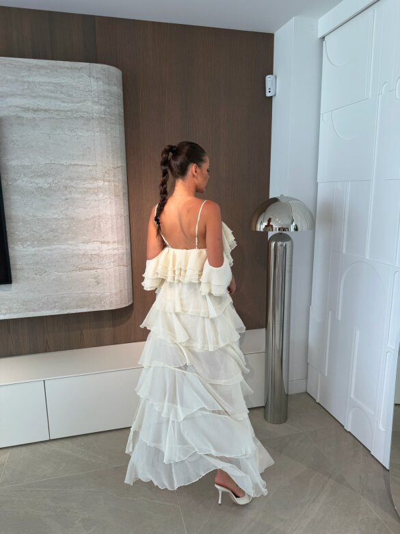 Sukienka Callana z jedwabiem jasnobeżowa