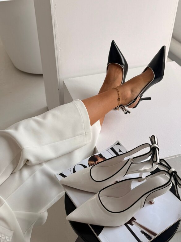 Szpilki Acti biało-czarne