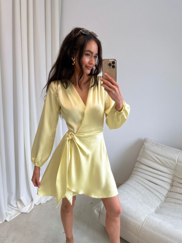 Dress Amalfi Glow satin butter yellow 