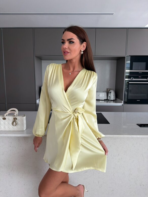 Dress Amalfi Glow satin butter yellow 