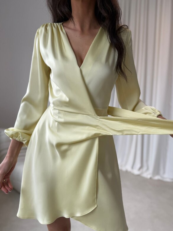Dress Amalfi Glow satin butter yellow 